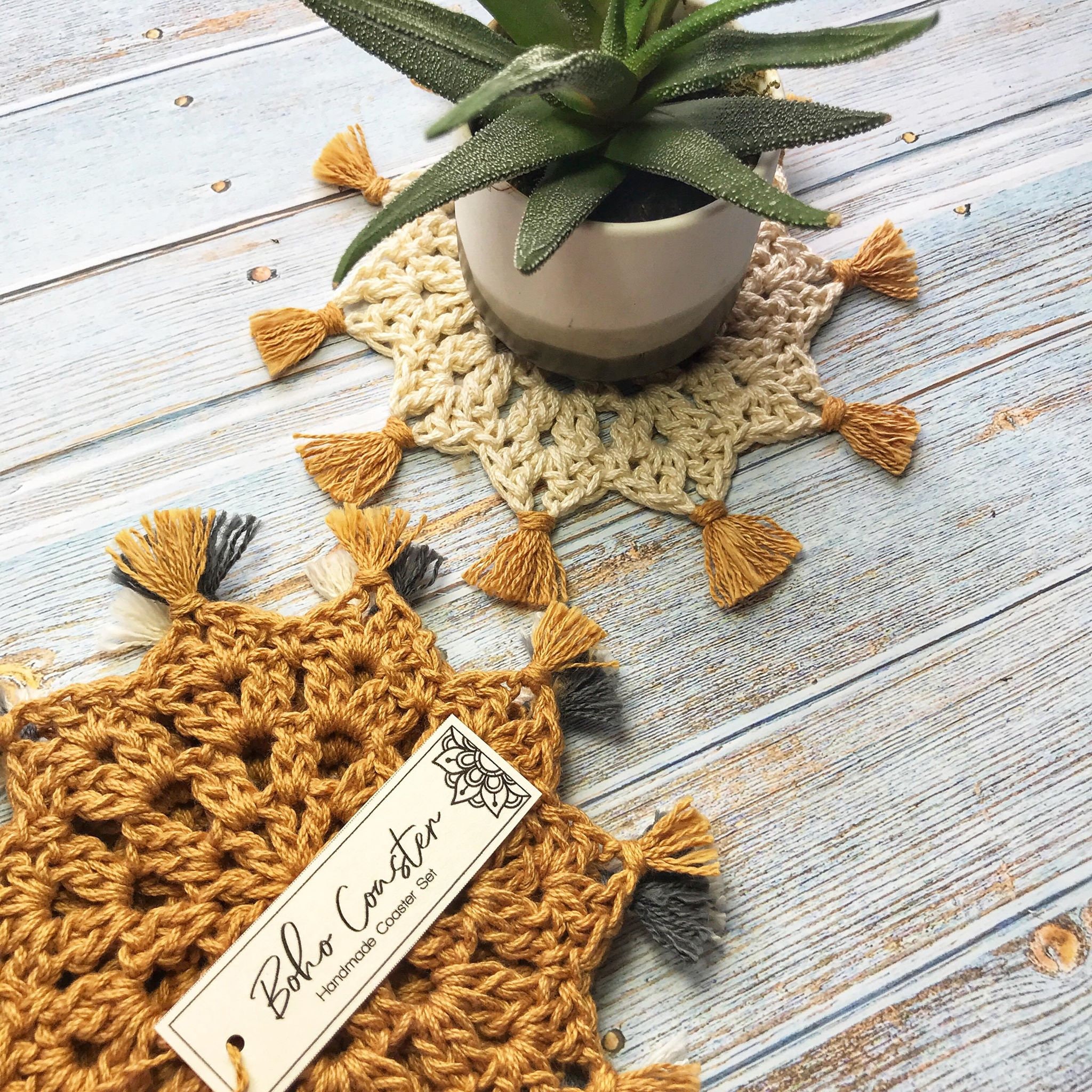 Cadence Boho Coaster Crochet Pattern Easy Coaster Mug Rug Etsy