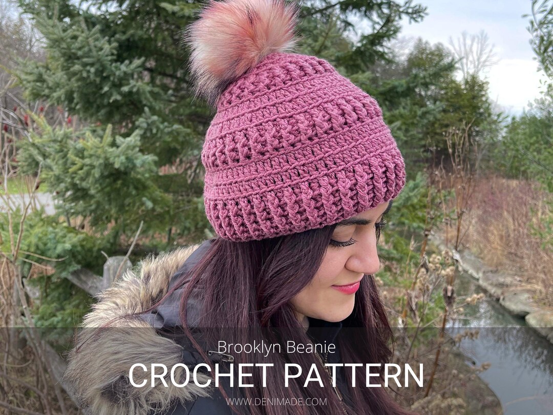 Crochet Pattern / Easy Textured Beanie Pompom Hat Cap Child