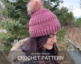 Crochet Beanie Pattern: Easy Textured Hat, Child to Adult Sizes - Brooklyn Beanie (PDF)