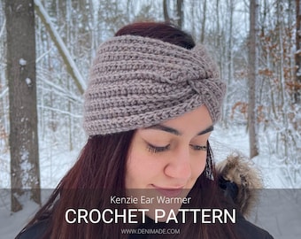 Crochet Pattern / Twisted Knotted Ear Warmer  / Kenzie Ear Warmer Pattern PDF