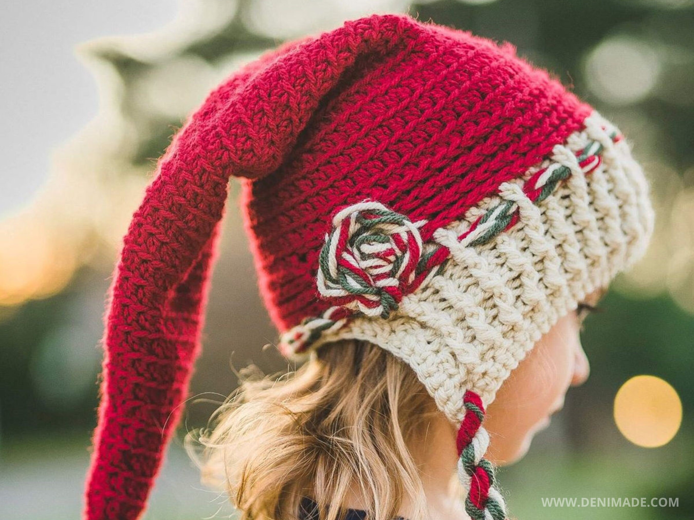 Red Crocheted Cap Leather Brim with Ear Details How to Crochet Tutorial: DIY Blaze Orange Woodsman Earflap  main image 4