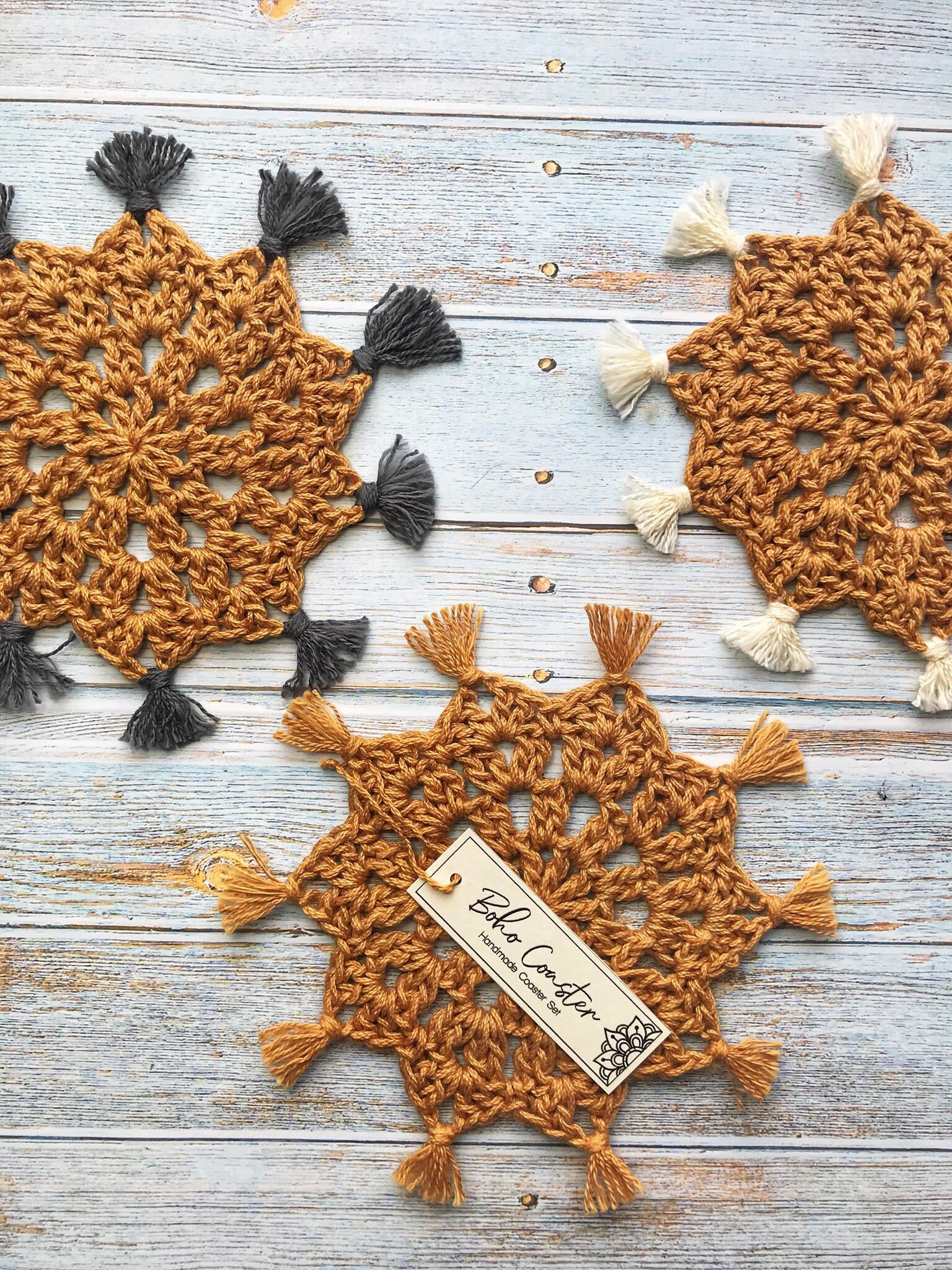 Cadence Boho Coaster Crochet Pattern Easy Coaster Mug Rug Etsy