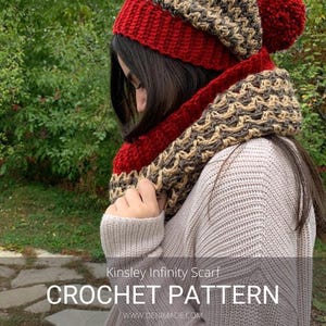 Kinsley Infinity Scarf - Crochet Pattern, Easy - pdf File, Womens, Kids, Unisex, Infinity Scarf, Cowl