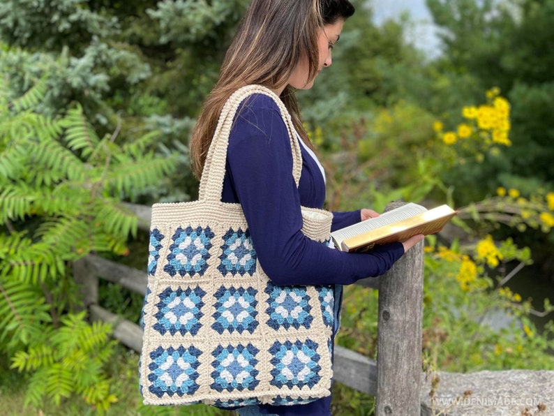 Crochet Pattern / Tote Beach Market Granny Square Bag School Festival Bag / Stevie Tote Pattern PDF image 3