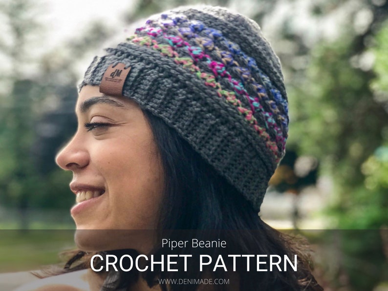 Crochet Pattern / Textured Unisex Beanie Pompom Toque Ski Hat Child Adult / Piper Beanie Pattern PDF image 1