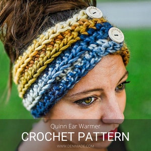 Crochet Pattern / Textured Bulky Ear Warmer Headband / Quinn Ear Warmer Pattern PDF