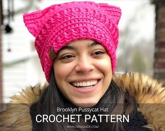 Crochet Pattern / PCH Kitty Beanie  Toque Ski Hat Child Adult Unisex / Brooklyn Pussycat Hat Pattern PDF