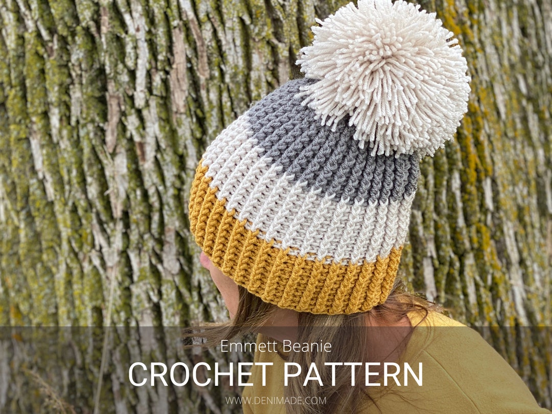 Crochet Pattern / Easy Unisex Ribbed Beanie Pompom Hat Toque Child ...
