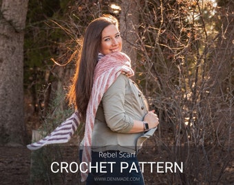 Crochet Scarf Pattern: Long Diagonal Striped - Rebel Scarf (PDF)