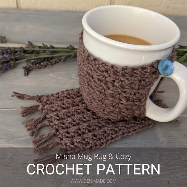 Crochet Pattern / Easy Cup Cozy Drink Sleeve Coffee Sleeve Coaster Mini Placemat / Misha Mug Rug & Mug Cozy Pattern PDF