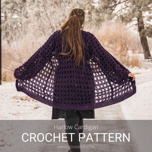Crochet Pattern / Easy Open Weave Textured Lace Cardigan / Harlow Cardigan Pattern PDF