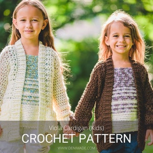 Crochet Pattern / Textured Ribbed Collar Pockets Cardigan Sweater Kids Child / Viola Cardigan Pattern PDF