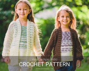 Crochet Pattern / Textured Ribbed Collar Pockets Cardigan Sweater Kids Child / Viola Cardigan Pattern PDF