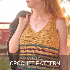 Crochet Pattern / Easy sleeveless V-Neck summer / Isla Tank Top PDF