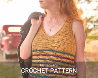 Crochet Pattern / Easy sleeveless V-Neck summer / Isla Tank Top PDF