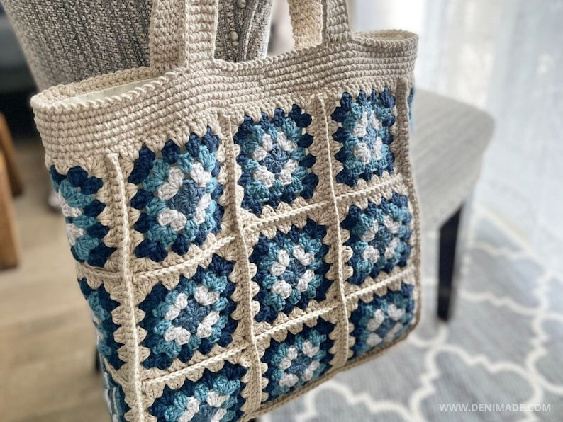 Crochet Pattern / Tote Beach Market Granny Square Bag School Festival Bag / Stevie Tote Pattern PDF image 7