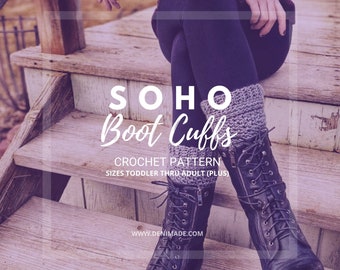 Soho Boot Cuffs - Crochet Pattern, Intermediate, Leg Warmers