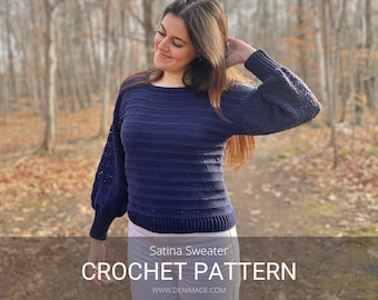 Crochet Sweater Pattern: Balloon Sleeve - Satina Top (PDF)