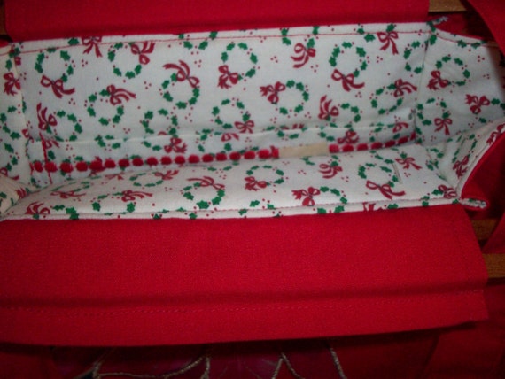 red poinsetta applique cotton purse - image 2