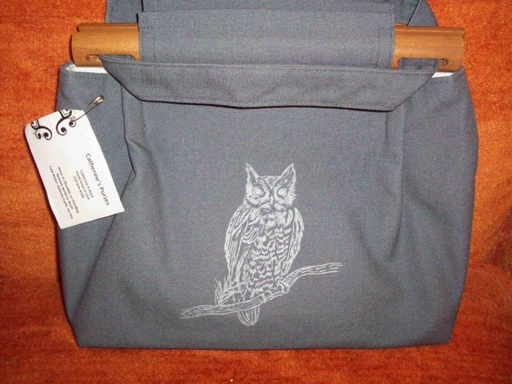 Owl in Pine Tree on Grey - image 1