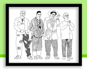 A Tribe Called Quest / ATCQ | Phife Dawg, Q-Tip, Jarobi White, Ali Shaheed Muhammad - 8x10 Band Art / Music Wall Decor - Physical Print