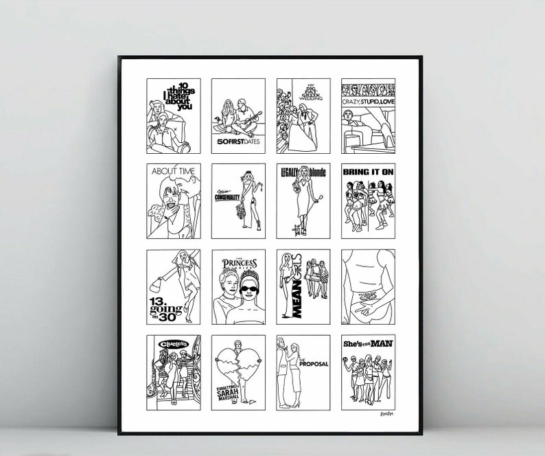 Favorite Romantic Comedies 8x10 Movie Art Print / Pop Culture Wall Decor Physical Print image 3