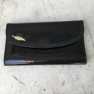 Vintage Black  Patent Leather Evening Bag / Purse