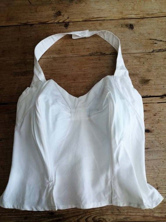 1950's White Sun Top Halterneck. Prom Top/Teen To