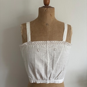 Antique White Lace Camisole Embroidered Butterfly & Flowers