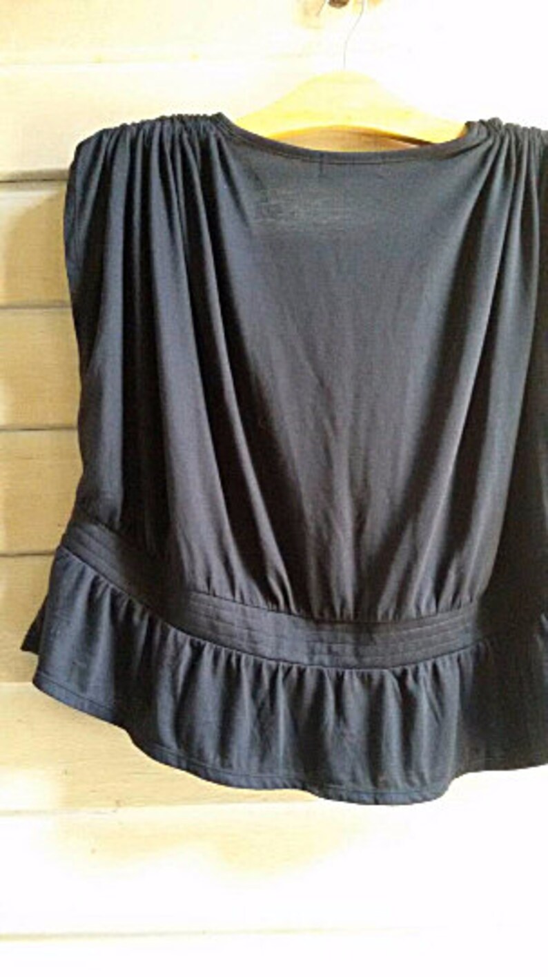 Plus sized Black Cardigan Top Boho Hippie Black Two Ways Cardigan Japanese Vintage Blouse