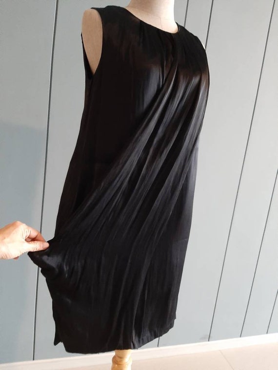 S - Smooth Satin Black Cocktail Dress - Black Dra… - image 3