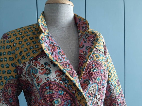 S - Vintage Quilted Jacket - Boho Hippie Paisley … - image 3