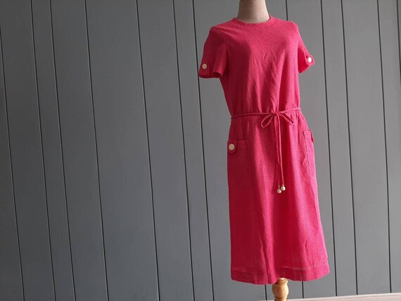 S - 60s Mod Dress Pini Cotton Dress - Japanese Vin