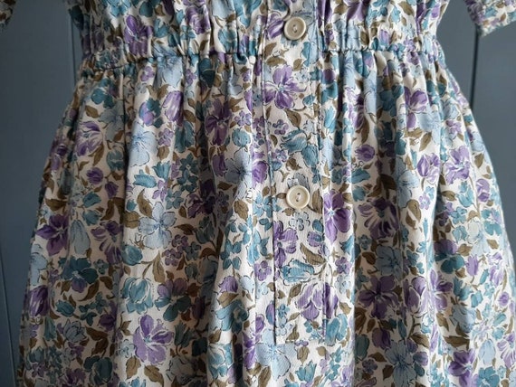 S- M - 70s Pure Cotton Shirtdress - Floral Ruffle… - image 6