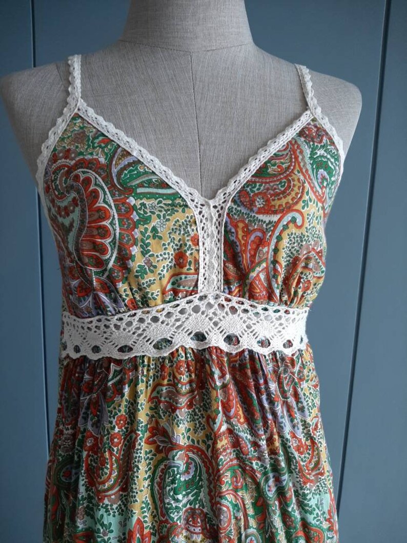 S Boho Hippie Cotton Midi Dress Hippie Cotton Sun Dress Etsy