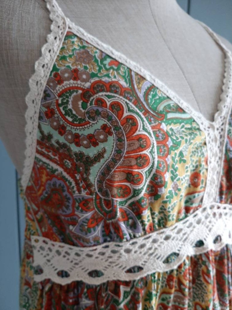 S Boho Hippie Cotton Midi Dress Hippie Cotton Sun Dress Etsy