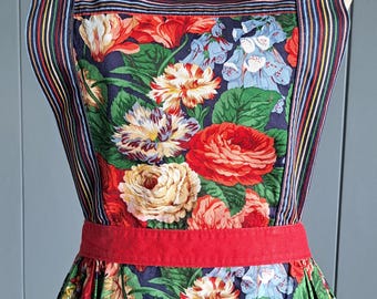 Vintage KENZO Apron - Floral Cotton Apron - Two Pockets