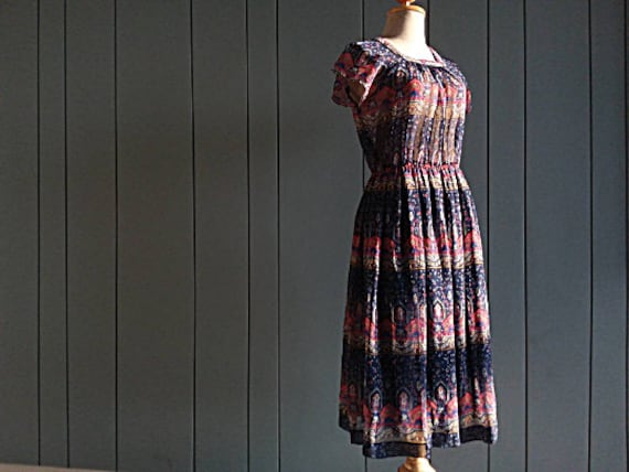 70s Boho Chiffon Dress - Paisley Print Chiffon - … - image 2