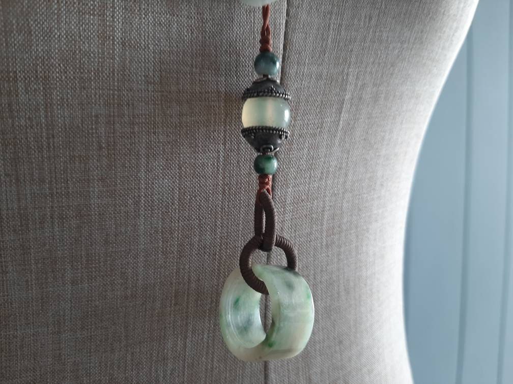 Long Jade Lariat moss Green Jade Carnelian Necklace Natural - Etsy