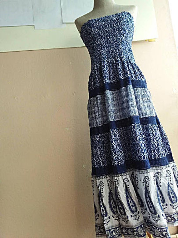 Bohemian Bandeau Dress Hippie Dress - 90s Boho Max