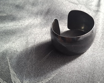Thai Sterling Silver Bangle – Minimalist Bracelet (3 cm wide) Unisex silver jewelry