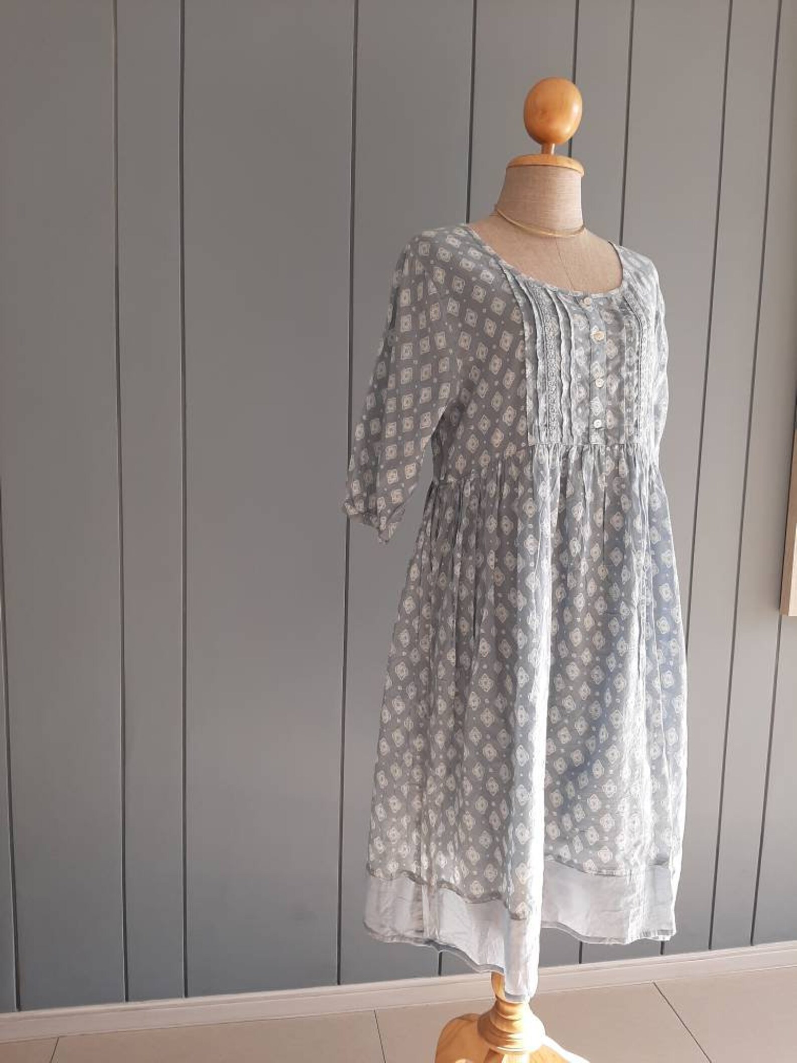 M Summer Gauze Dress Indian Cotton Gauze Blue White Tunic Etsy