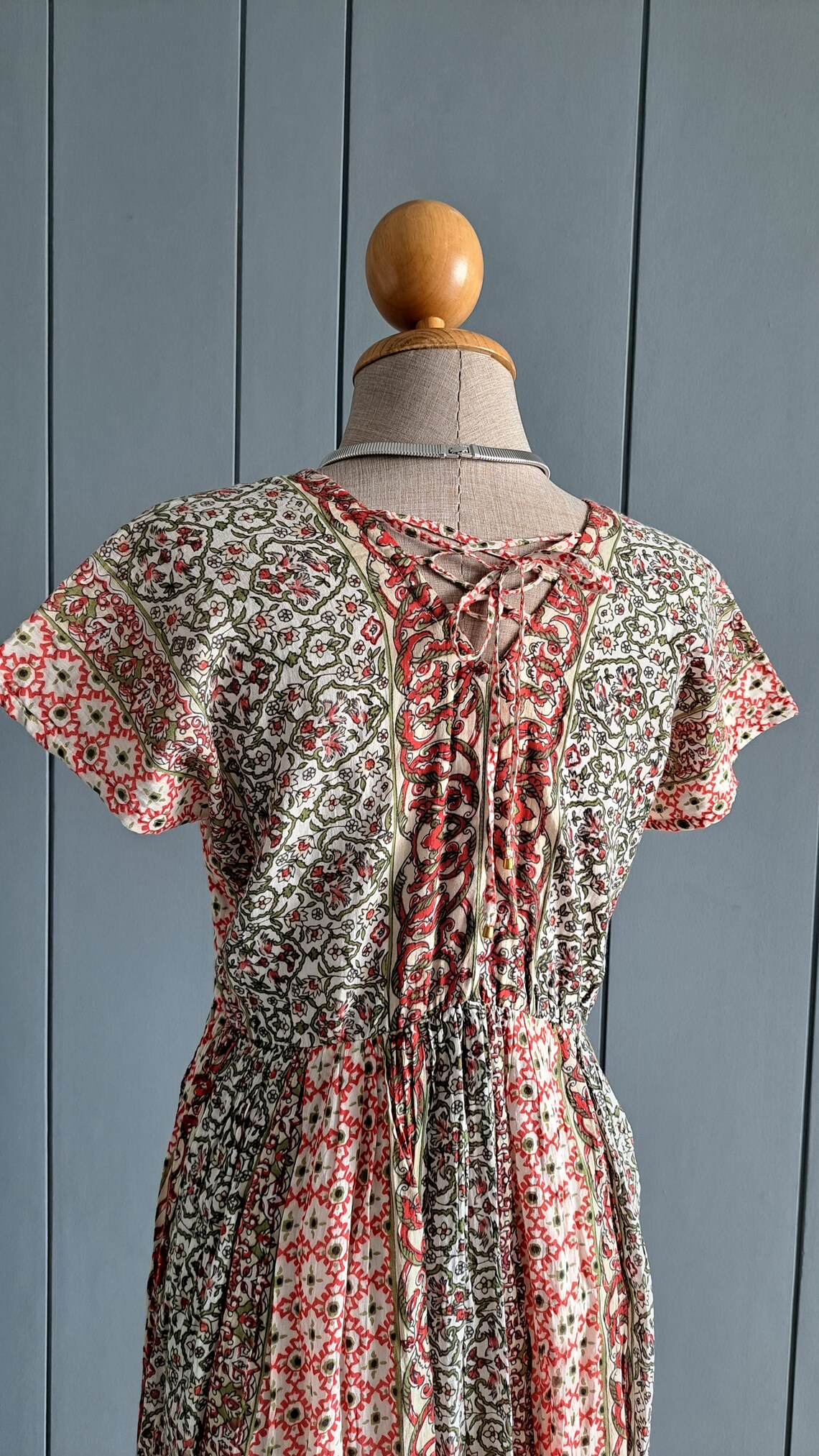 S Indian Cotton Gauze Summer Dress Block Print Orange Etsy