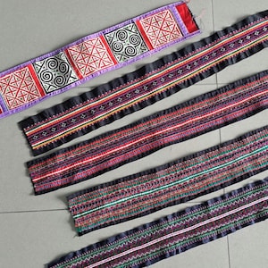 Vintage Tribal Hmong Handmade Fabric - Asian Tribal Ethnic Embroidery Textile Remnants