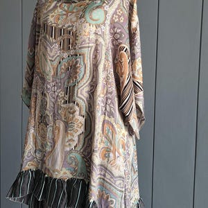 Plus Size - XL 16W Boho Paisley Top Blouse - 90s Mix Print Summer 48&quot; Bust Tunic Blouse - Free Stone Bead Necklace - Gift for Mom