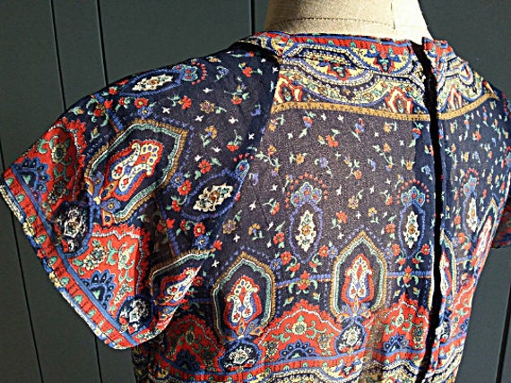 70s Boho Chiffon Dress - Paisley Print Chiffon - … - image 7