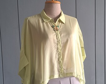 Haut court surdimensionné Chemise courte vert citron