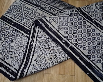 Vintage Hmong Batik Cotton Fabric - Indigo Hand Dyed Authentic Batik 4.8meter x 0.5 m