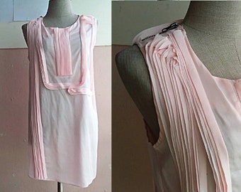 Minimalist Pink Top Tunic Blouse - Sleeveless Summer Blouse - Medium