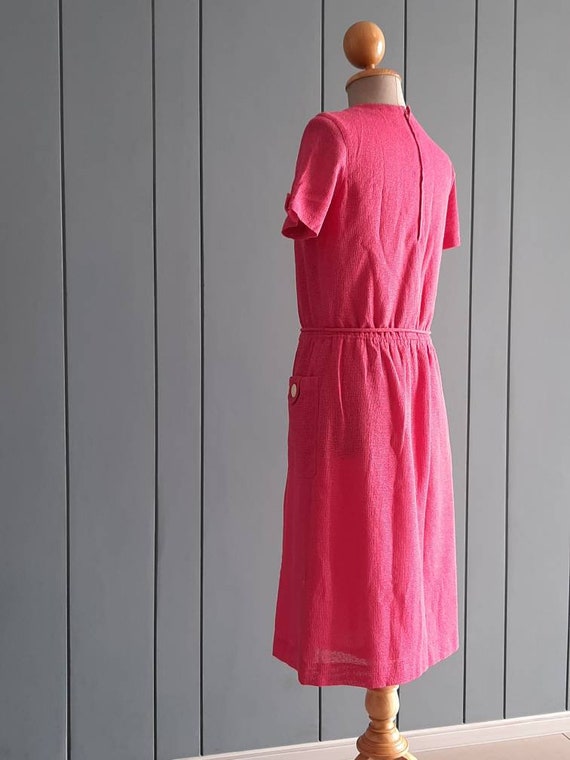 S - 60s Mod Dress Pink Cotton Dress - Japanese Vi… - image 8